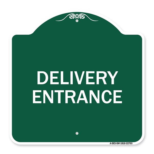 Traffic Entrance Sign Delivery Entrance, Green & White Aluminum Sign, 18" x 18", GW-1818-22793
